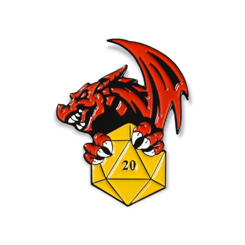 Pin Dragón Dado de Rol 20